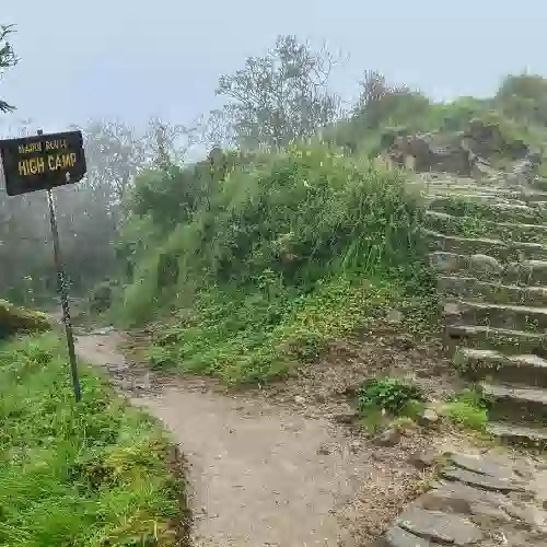 High Camp sign and stone steps on the Mardi trail
